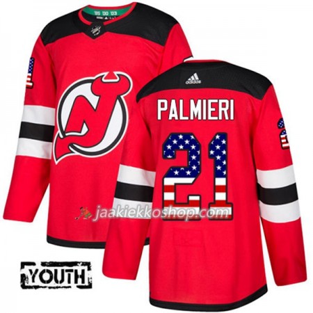 Lapsille NHL New Jersey Devils Pelipaita Kyle Palmieri 21 Adidas 2017-2018 Punainen USA Flag Fashion Authentic
